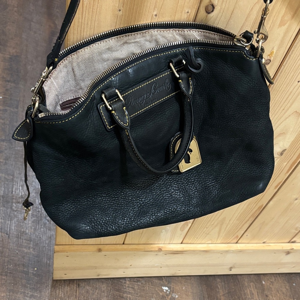 Dooney & Bourke Black Leather Satchel with Gold Accents soft leather - Picture 8 of 11